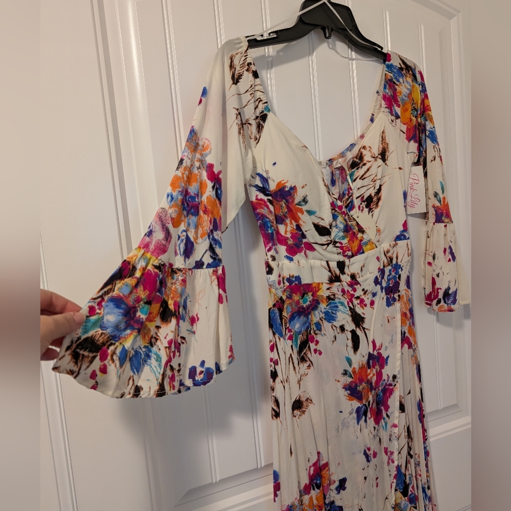 Floral Maxi Dress with Bell Sleeves